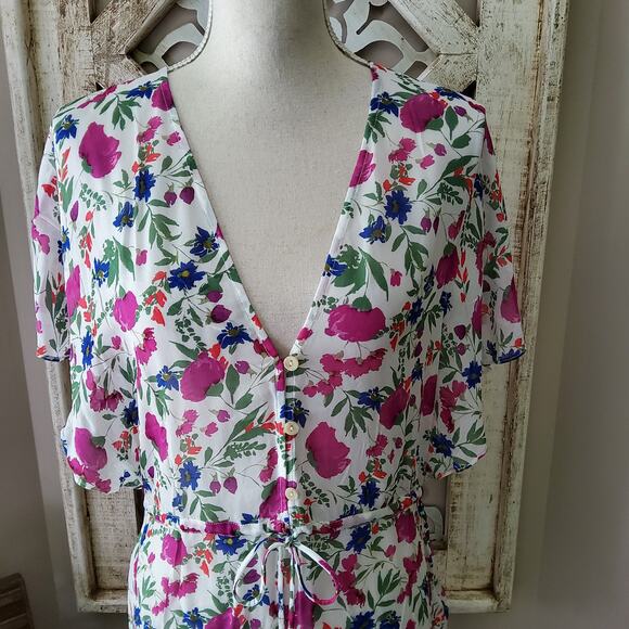 Vix Paula Hermanny Clover Agatha Gathered Drawstring Woven Coverup in Floral - Picture 3 of 13